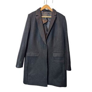Banana Republic Black Wool Blend Tuxedo Coat Blazer | Size 16 | Classic Longline